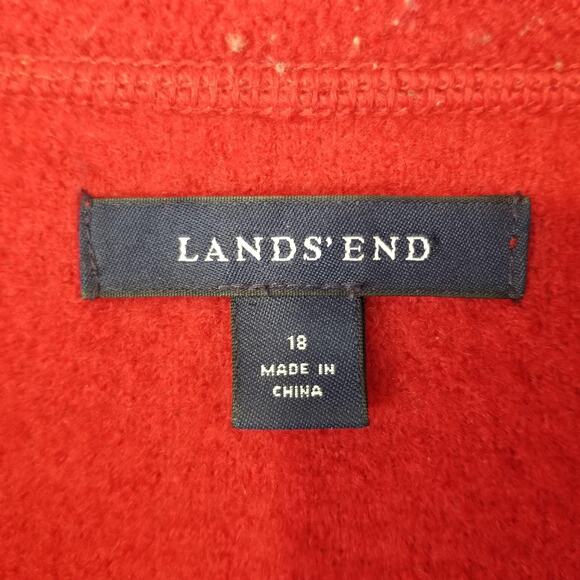 Lands' End Jacket Womens 18 Red Boiled Wool Collared Zip Front Patch Pockets - Picture 4 of 9